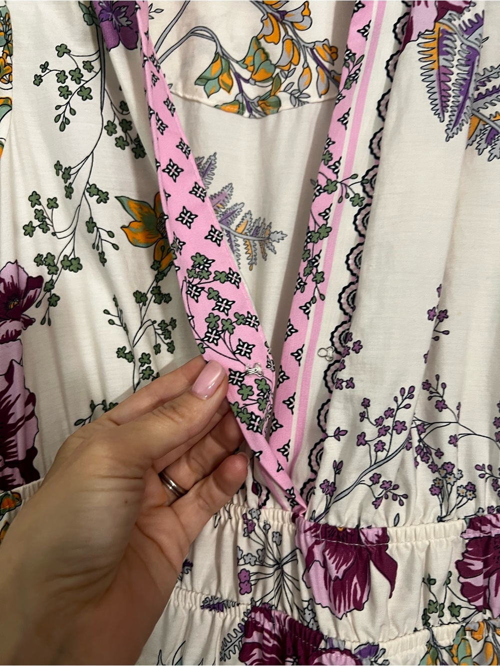 Anthropologie The Somerset Cream Maxi Dress with Pink and Purple Floral Print - Picture 5 of 5